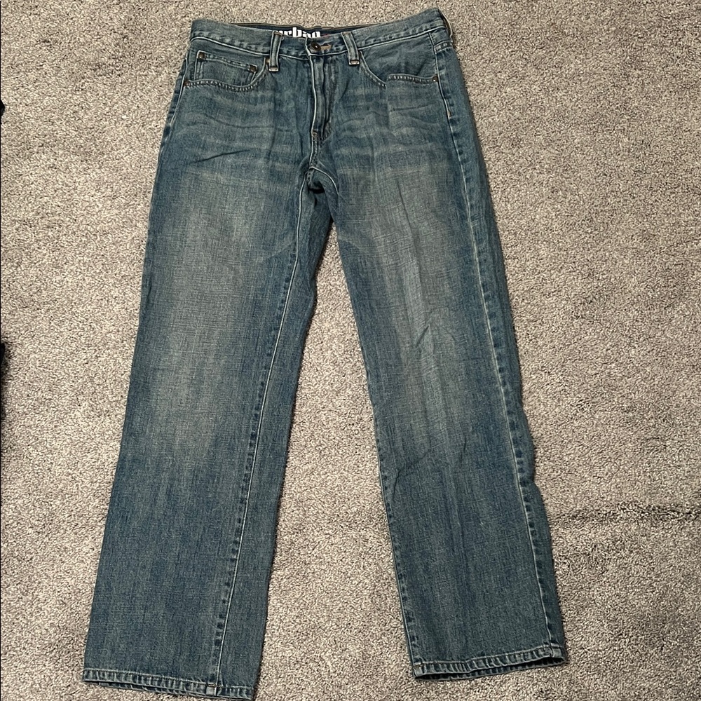 Men's relaxed straight blue denim jeans